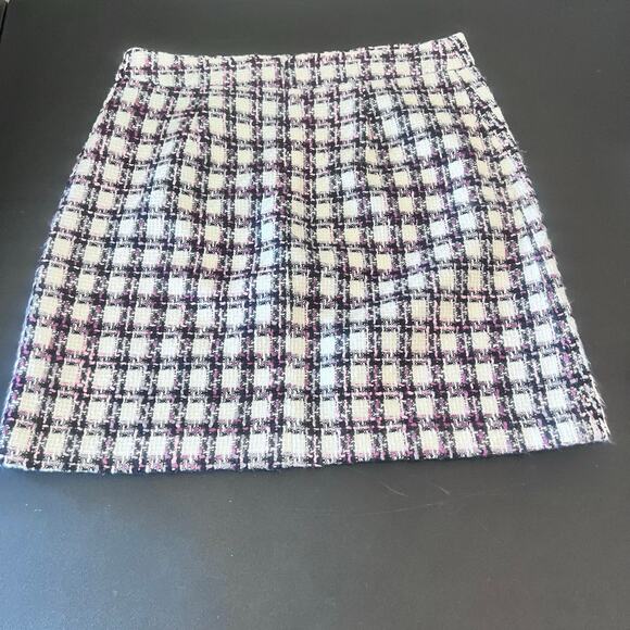 MAISON D'AMELIE TWEED STRAIGHT PLAID MINI SKIRT FRONT POCKETS SIZE 6 - Picture 2 of 9